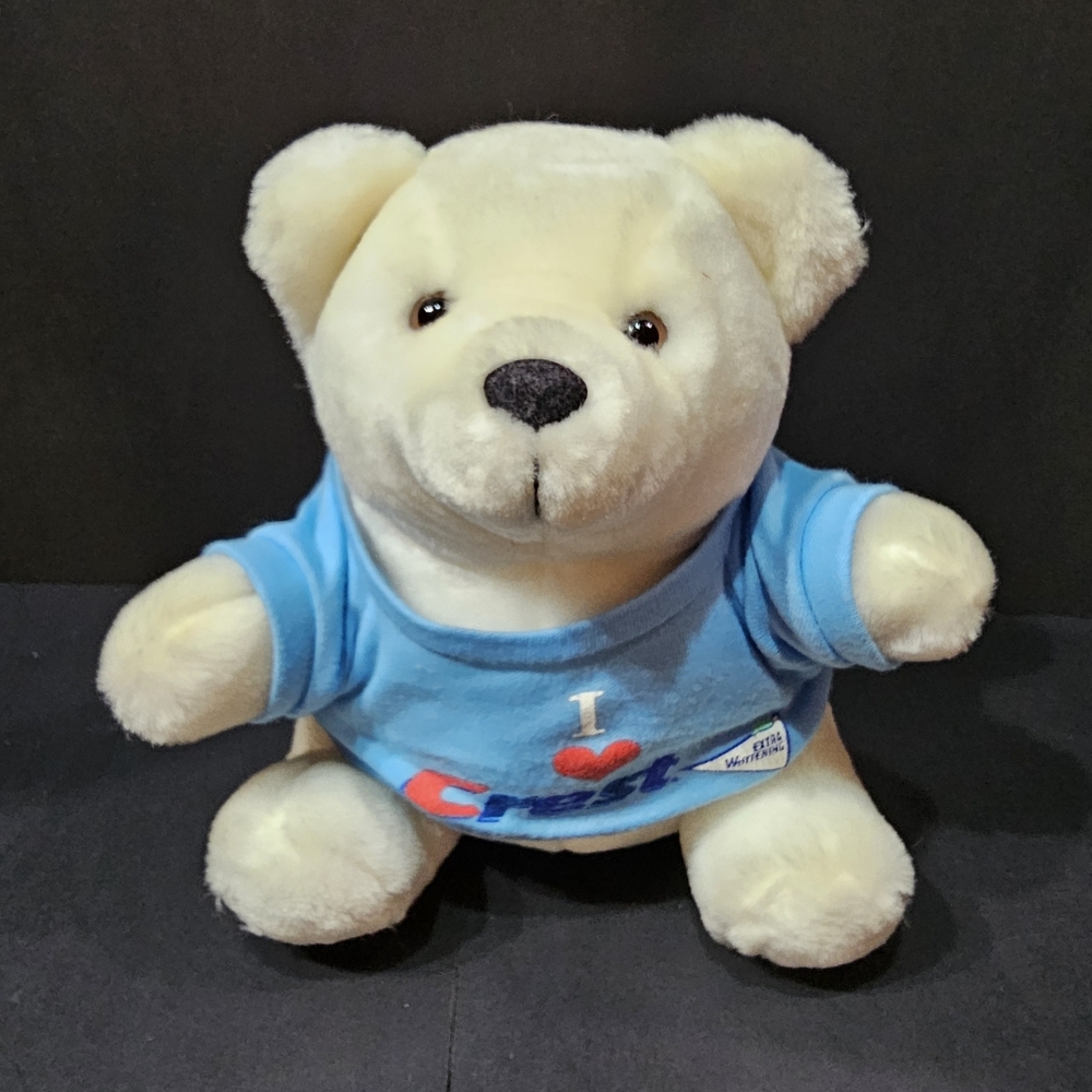 Rare Vintage I Love Crest Polar Bear Plush 9" Extra Whitening Tshirt EUC